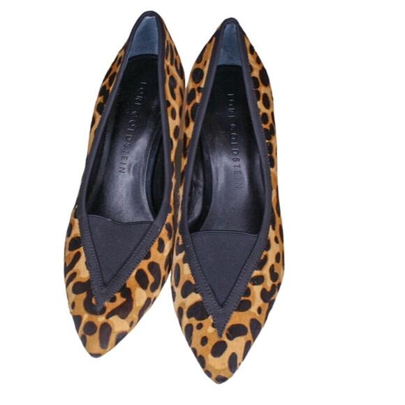 Lori Goldstein Leopard Print High Heel Pumps Cow Hair Leather Slip On - Picture 2 of 5